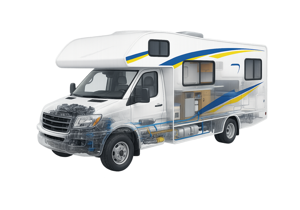Mobile Rv Repair,Mobile Rv Repair Near Me,Rv Repair Upstate Sc,Rv Technician Near Me,Emergency Mobile Rv Services,Rv Ac Repair Upstate Sc,On-Site Rv Repair,Dan Dan The Rv Man,Rv Roof Repair Greenville Sc,Mobile Rv Repair And Maintenance,Rv Plumbing Repair,Rv Electrical Repair,Rv Ac Service Near Me,Rv Slide Out Repair,Affordable Mobile Rv Repair | Cavu Rv | Rv Repair Greenville Sc Full rv cutaway image showing appliances, wiring, and mechanical systems - cavu rv