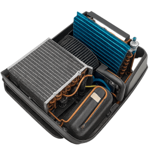 Exposed rooftop rv ac system showing condenser and evaporator—used by cavu rv to diagnose and repair cooling issues in greenville sc.